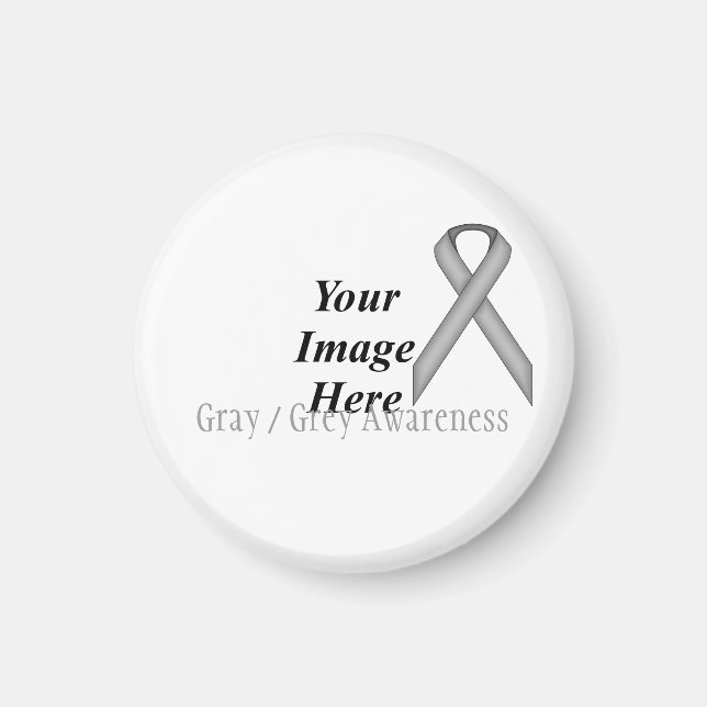 Gray / Grey Standard Ribbon by Kenneth Yoncich Magnet (Front)