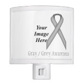Gray / Grey Standard Ribbon by Kenneth Yoncich Night Light (Front)