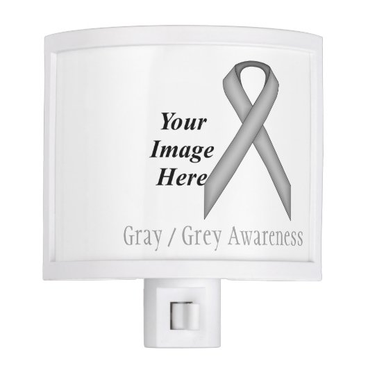 Gray / Grey Standard Ribbon by Kenneth Yoncich Night Light (Front)