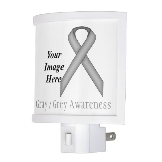 Gray / Grey Standard Ribbon by Kenneth Yoncich Night Light (Left)