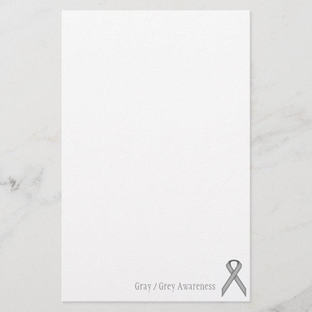 Gray / Grey Standard Ribbon by Kenneth Yoncich Stationery (Front)