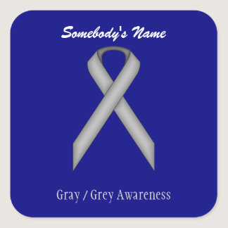 Gray / Grey Standard Ribbon Square Sticker