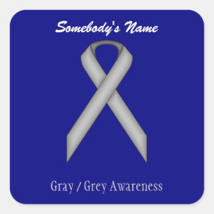 Gray / Grey Standard Ribbon Square Sticker