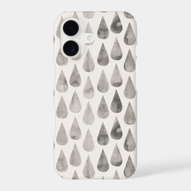Gray/Grey Watercolor Large Raindrops Pattern Iphone Case (Back)