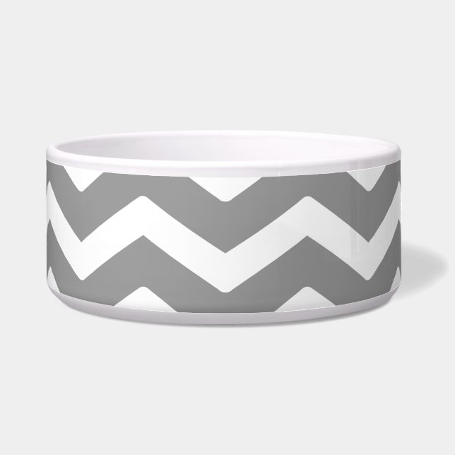 Gray Grey White Chevron Pattern Bowl (Front)