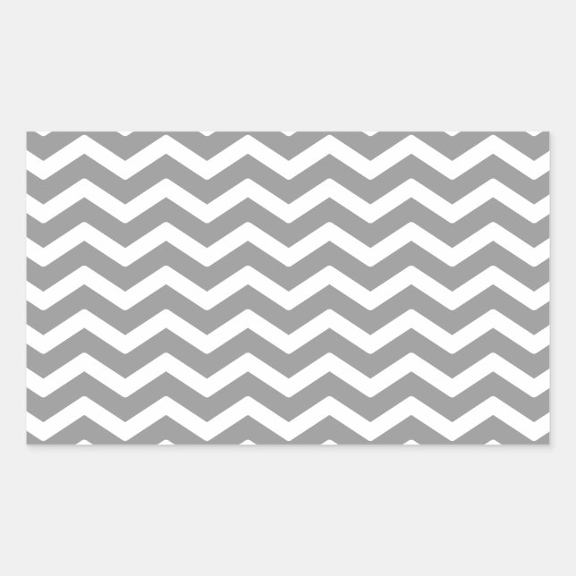 Gray Grey White Chevron Pattern Rectangular Sticker (Front)