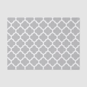 Gray Grey White Moroccan Quatrefoil Pattern #5 Tissue Paper
