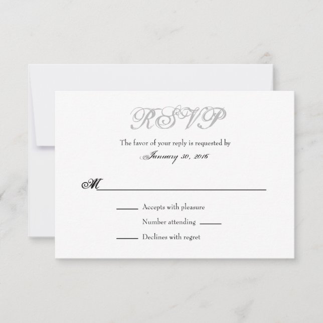 Gray Grey White Plain Simple Wedding RSVP Cards (Front)