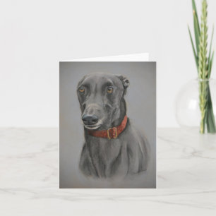 Gray Greyhound Dog Art Note Card