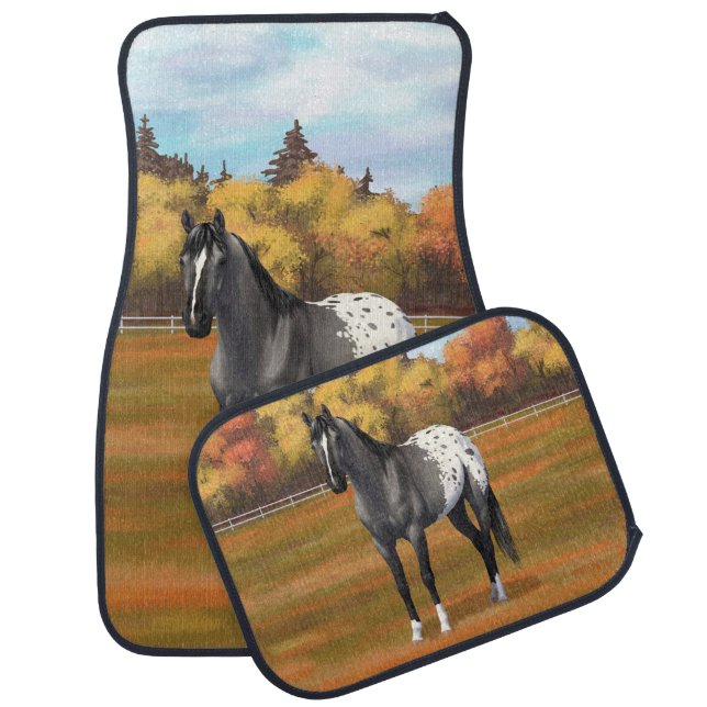 Gray Grulla Appaloosa Quarter Horse Stallion Car Floor Mat (Set)