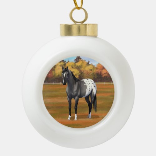 Gray Grulla Appaloosa Quarter Horse Stallion Ceramic Ball Christmas Ornament