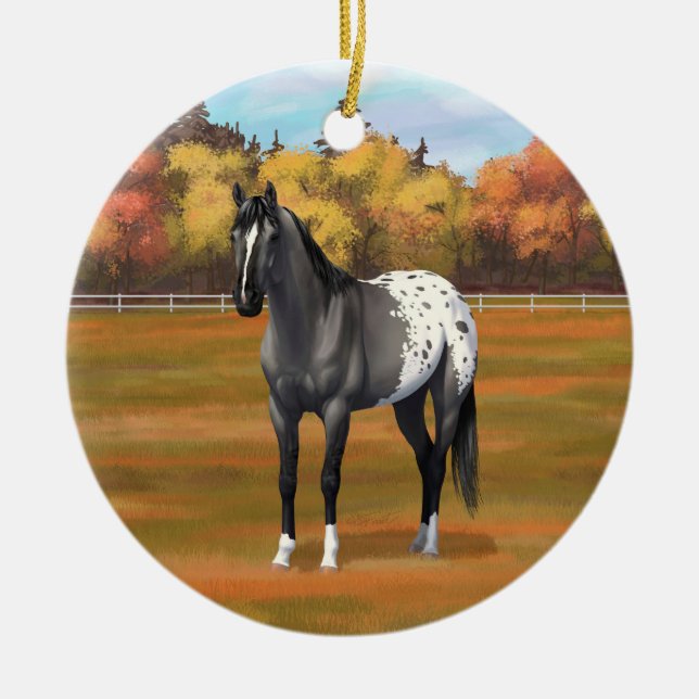 Gray Grulla Appaloosa Quarter Horse Stallion Ceramic Ornament (Front)