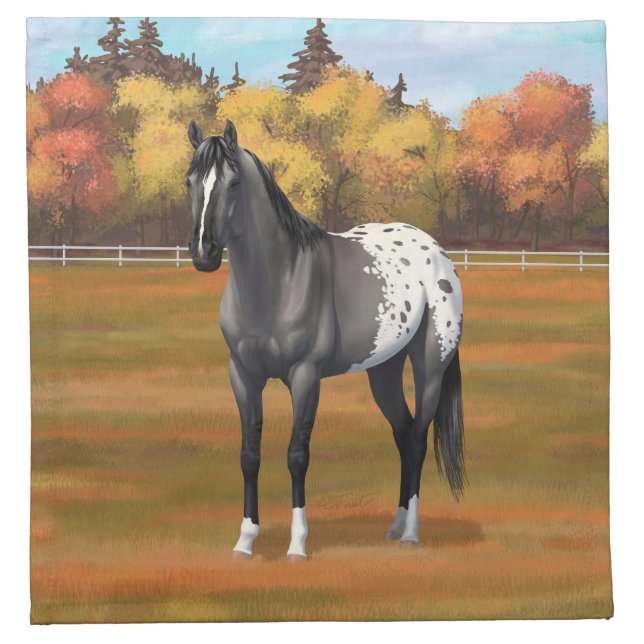 Gray Grulla Appaloosa Quarter Horse Stallion Cloth Napkin (Front)