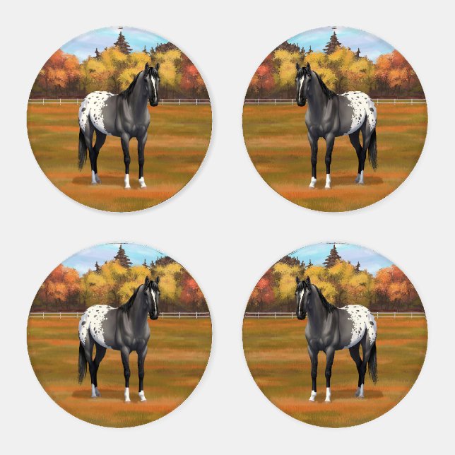 Gray Grulla Appaloosa Quarter Horse Stallion Coaster Set (Set)