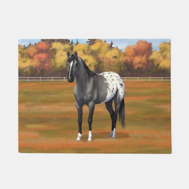 Gray Grulla Appaloosa Quarter Horse Stallion Doormat (Front)