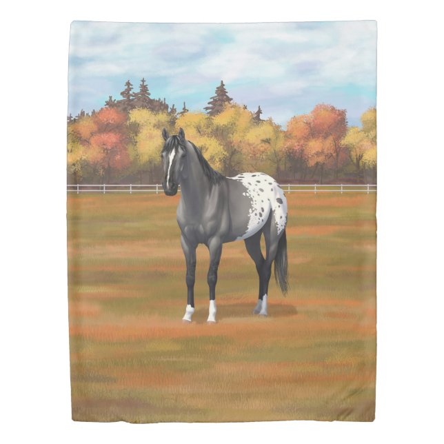 Gray Grulla Appaloosa Quarter Horse Stallion Duvet Cover (Front)