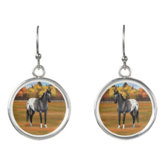 Gray Grulla Appaloosa Quarter Horse Stallion Earrings