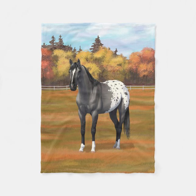 Gray Grulla Appaloosa Quarter Horse Stallion Fleece Blanket (Front)