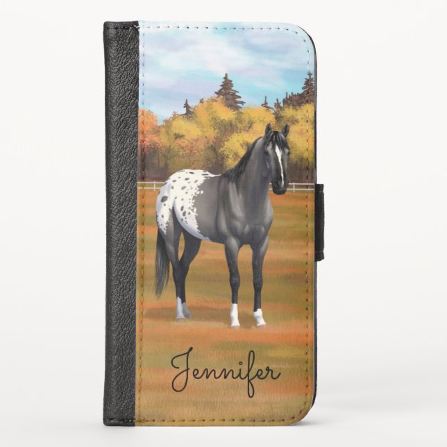 Gray Grulla Appaloosa Quarter Horse Stallion iPhone Wallet Case (Front)