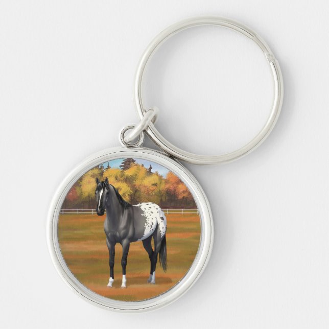 Gray Grulla Appaloosa Quarter Horse Stallion Keychain (Front)