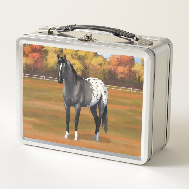 Gray Grulla Appaloosa Quarter Horse Stallion Metal Lunch Box (Front)