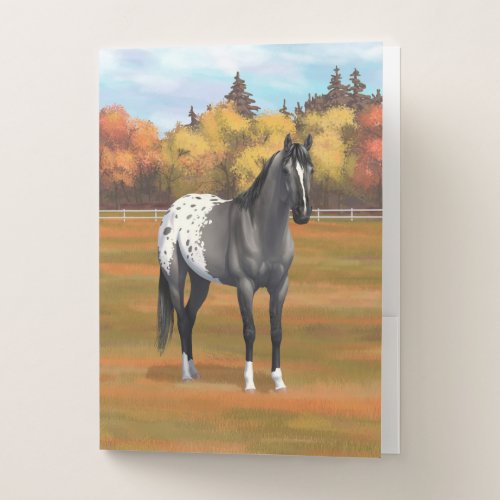 Gray Grulla Appaloosa Quarter Horse Stallion Pocket Folder