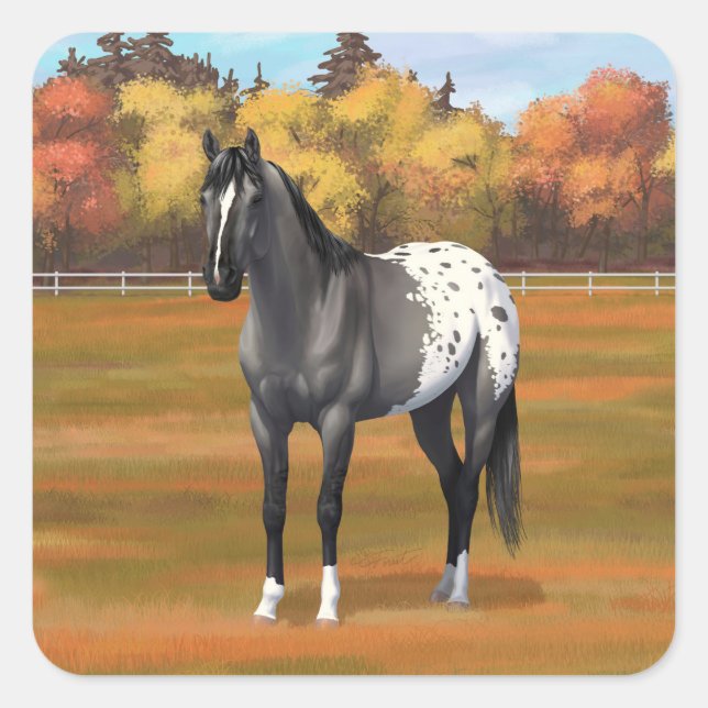 Gray Grulla Appaloosa Quarter Horse Stallion Square Sticker (Front)