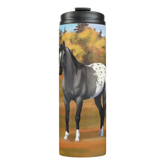 Gray Grulla Appaloosa Quarter Horse Stallion Thermal Tumbler (Front)