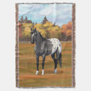 Gray Grulla Appaloosa Quarter Horse Stallion Throw Blanket