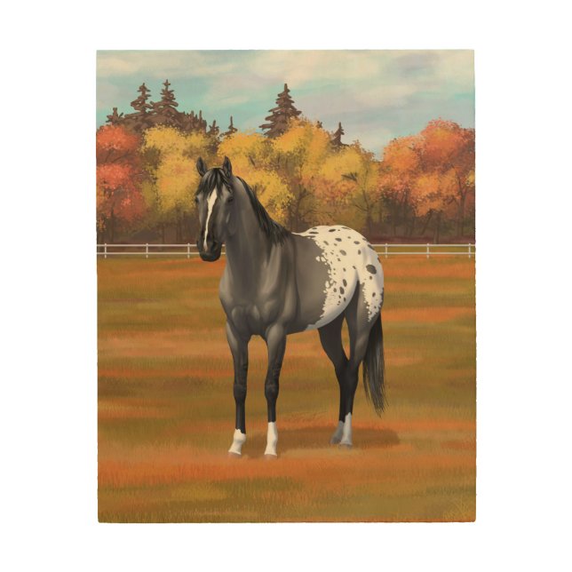 Gray Grulla Appaloosa Quarter Horse Stallion Wood Wall Art (Front)