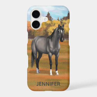 Gray Grulla Quarter Horse in Autumn Pasture iPhone 17 Case