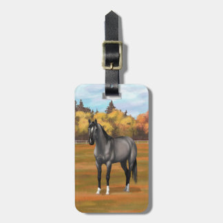Gray Grulla Quarter Horse in Autumn Pasture Luggage Tag