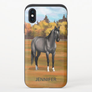 Gray Grulla Quarter Horse in Autumn Pasture iPhone XS Slider Case