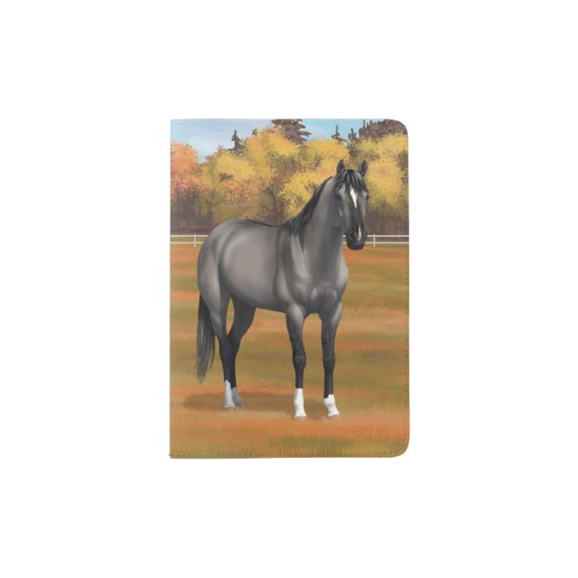 Gray Grulla Quarter Horse Stallion Passport Holder (Front)