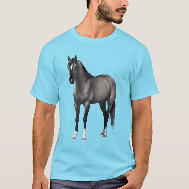 Gray Grulla Quarter Horse Stallion T-Shirt (Front)