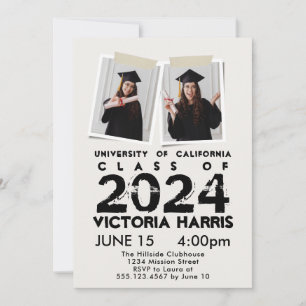 Gray Grunge 2 Custom Photo Fun Graduation Invitation