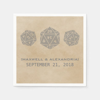 Gray Grunge D20 Dice Gamer Paper Napkins