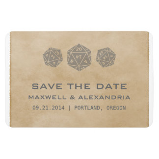 Gray Grunge D20 Dice Gamer Save the Date Magnet