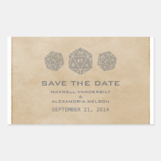 Gray Grunge D20 Dice Gamer Save the Date Stickers