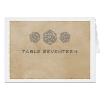 Gray Grunge D20 Dice Gamer Table Number Card