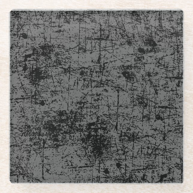 Gray Grunge Glass Coaster (Front)