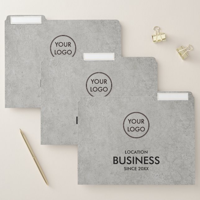 Gray Grunge Simple Minimalist Add Logo File Folder (Set)
