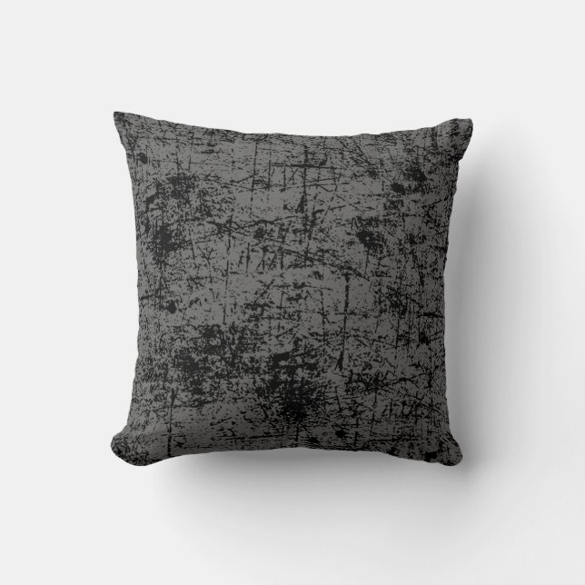 Gray Grunge Throw Pillow (Front)