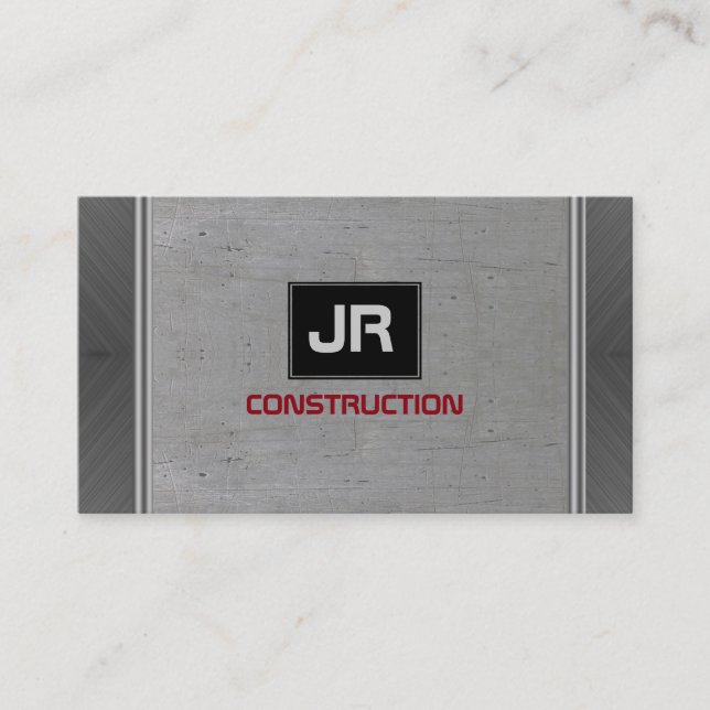 Gray Grungy Metallic Texture Business Card (Front)