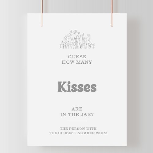 Gray Guess How Many Kisses Bridal Shower Game  Poster