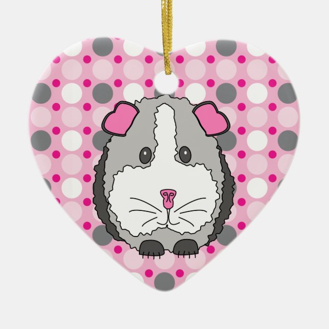 Gray Guinea Pig Ceramic Ornament (Front)