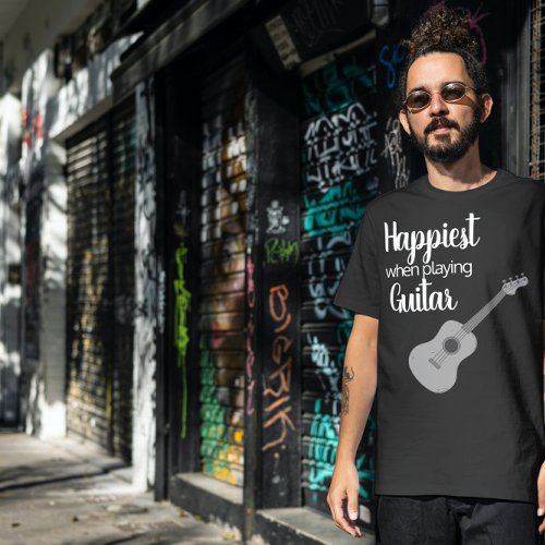 Gray  Guitar  _  Happiest quote  T_Shirt