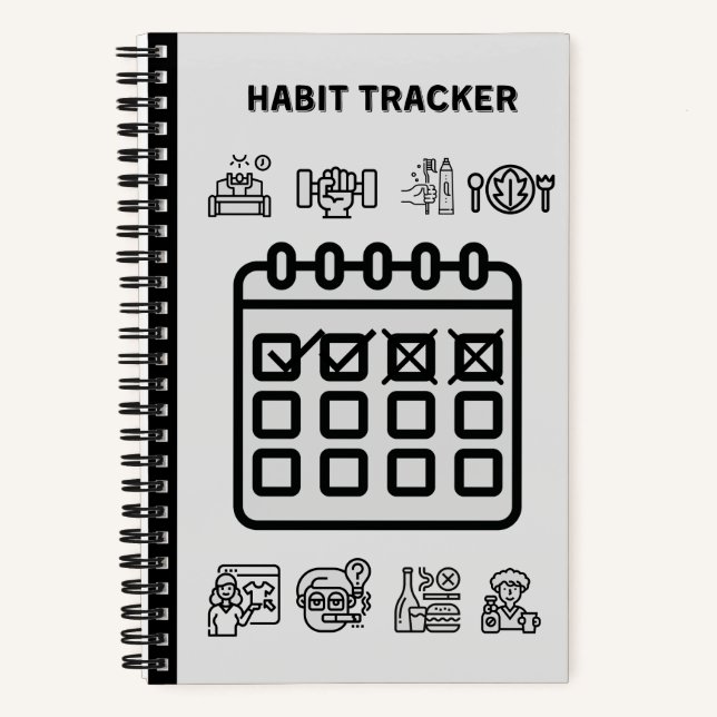 GRAY HABIT TRACKER  NOTEBOOK (Front)