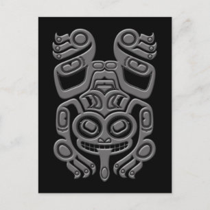 Gray Haida Spirit Tree Frog on Black Postcard