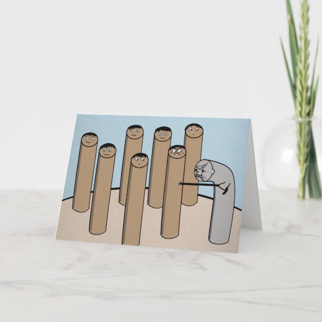 Gray Hair Poke Funny Happy Birthday Card (Front)